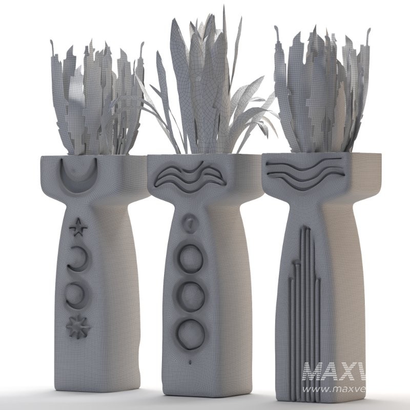 Concrete Pot Plant Set 03 - Image 1