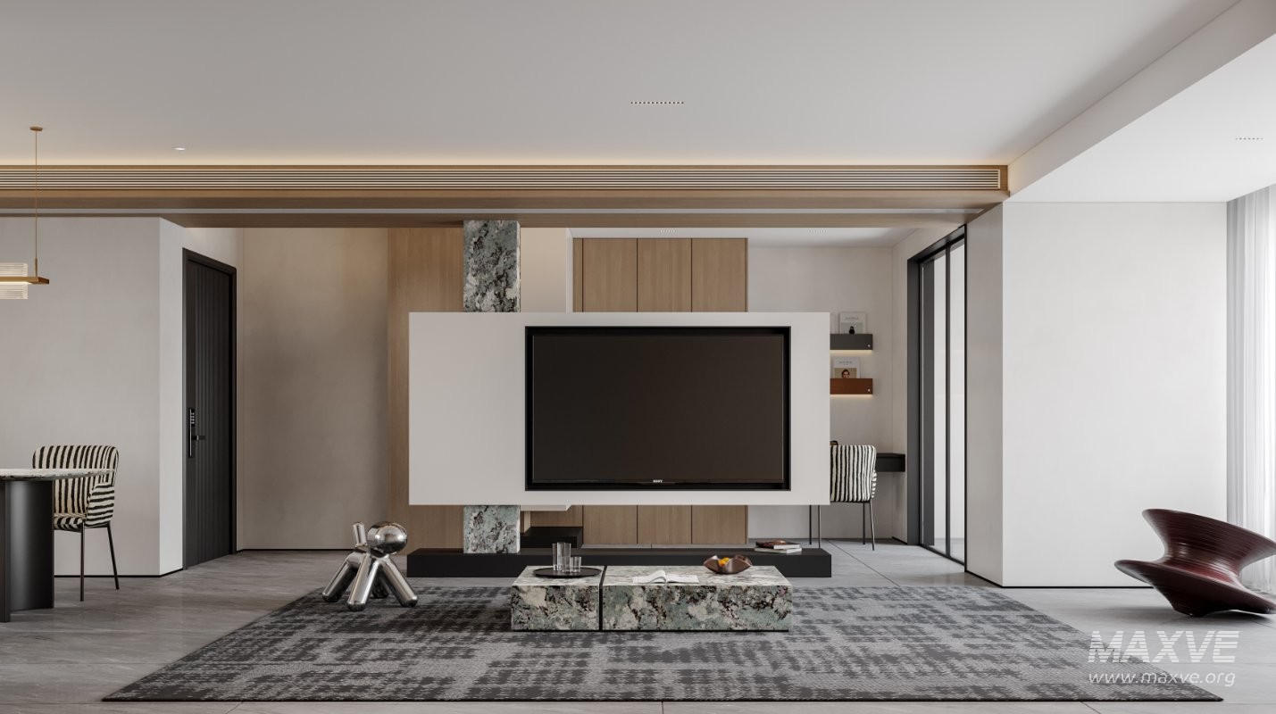 Modern living room and dining room interior scene - Image 3