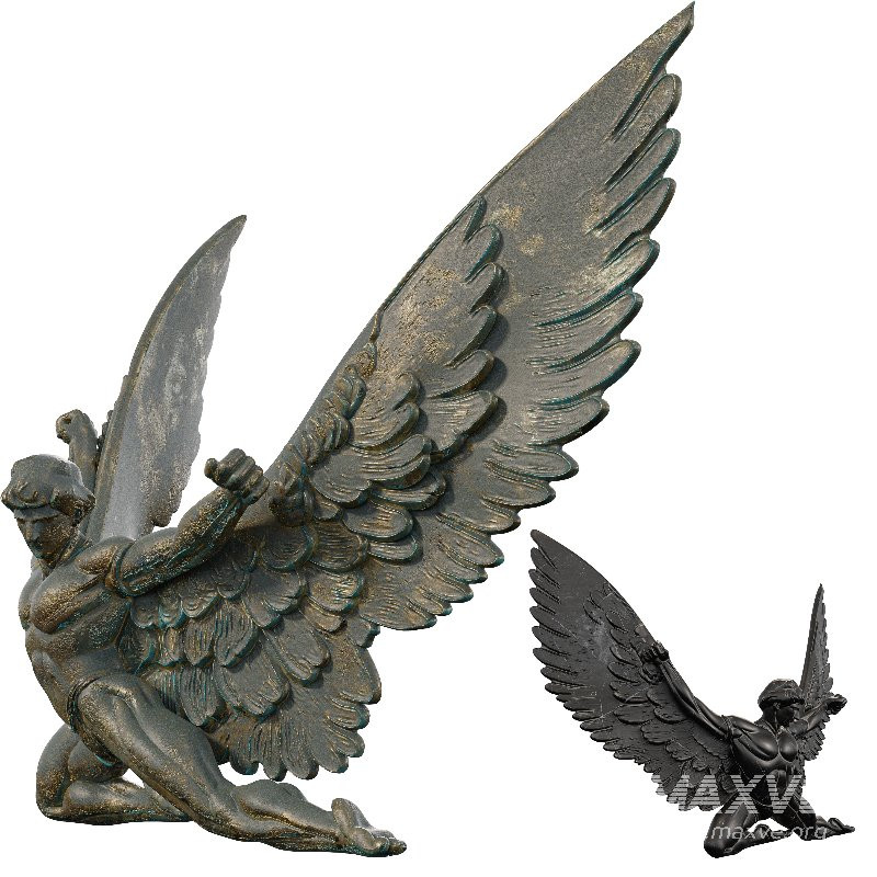 Winged Male Figure Mythological Ascension Pose - Image 3