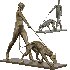 Bronze Human Walking Dog Sculpture - Thumbnail 1