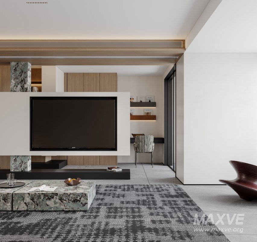 Modern living room and dining room interior scene - Image 2