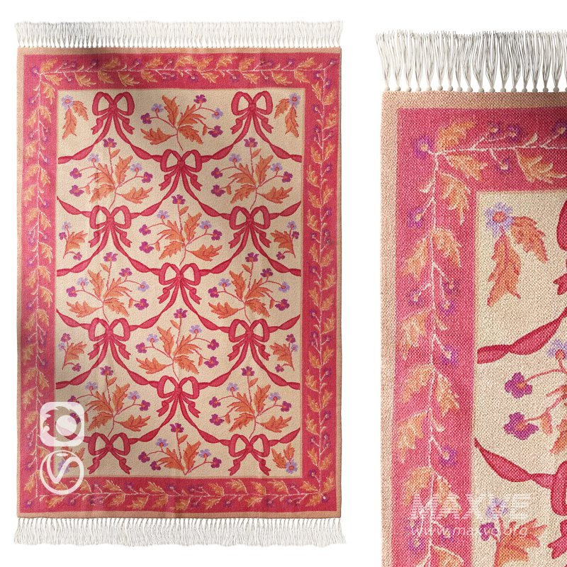 Bow Demask Screen Printed Rug - Image 1