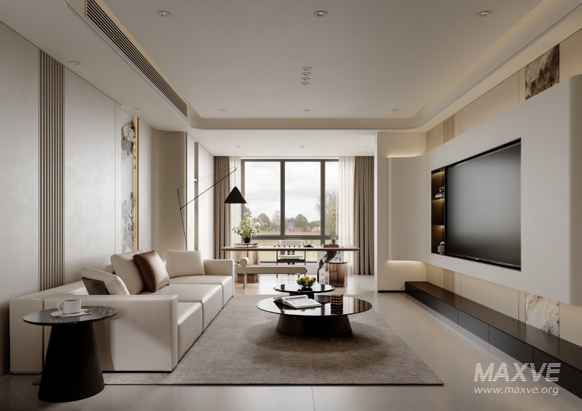 Modern living room and dining room interior scene - Image 4