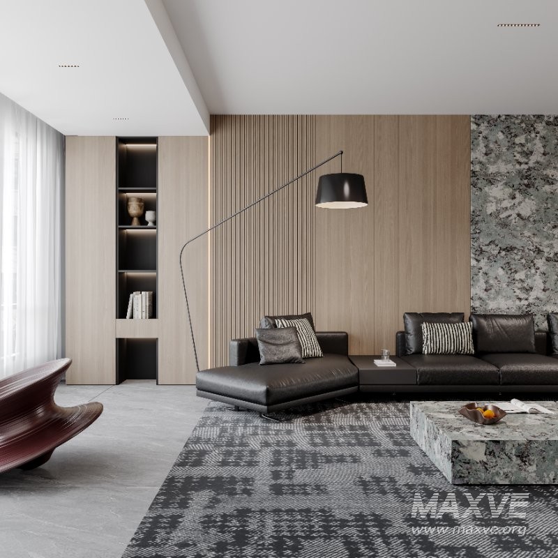 Modern living room and dining room interior scene - Image 8