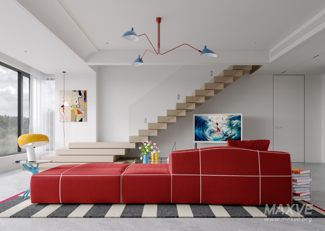 Modern living room and dining room interior scene - Image 2