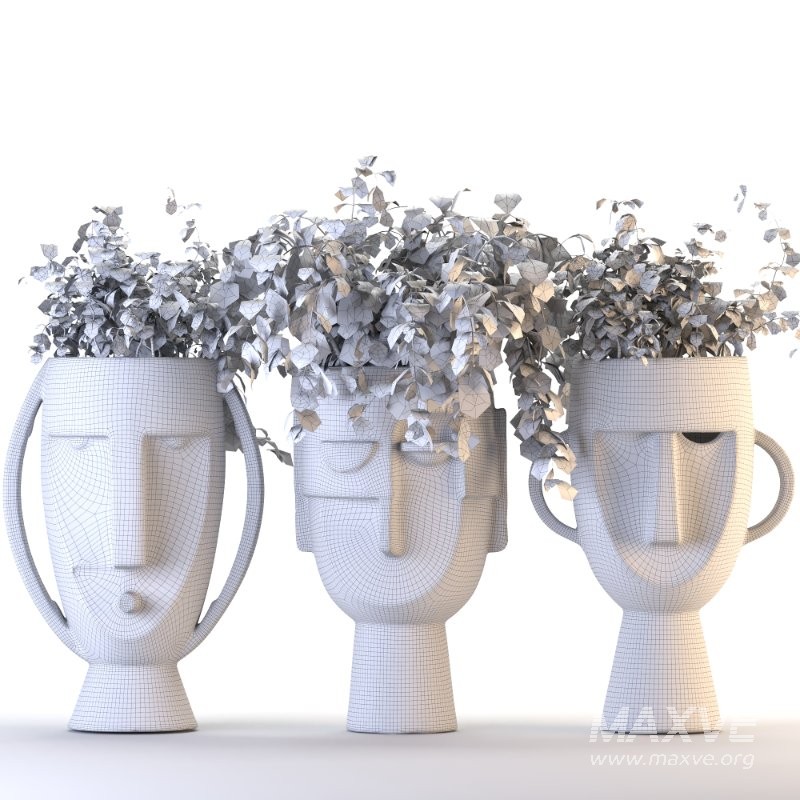 Concrete Pot Plant Set 04 - Image 3