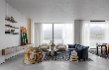 Modern living room and dining room office room interior scene - Thumbnail 1