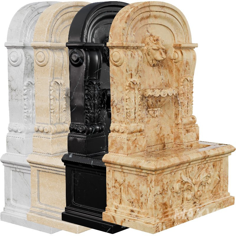 Ornate Marble Wall Fountain Classical Lion Head - Image 4