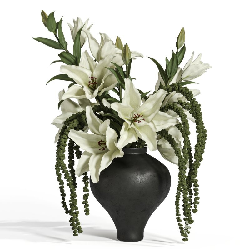 White Lily Cascade in Charcoal Vase 52 - Image 1