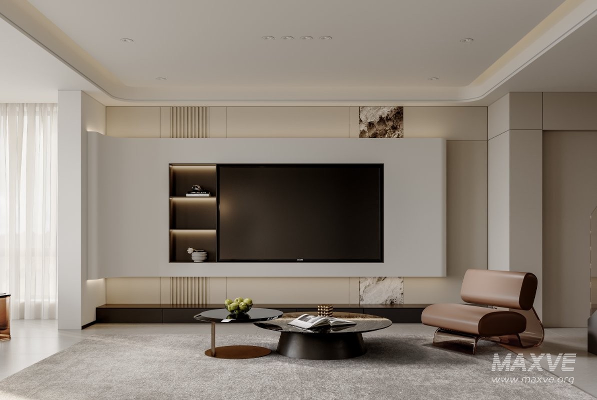 Modern living room and dining room interior scene - Image 3