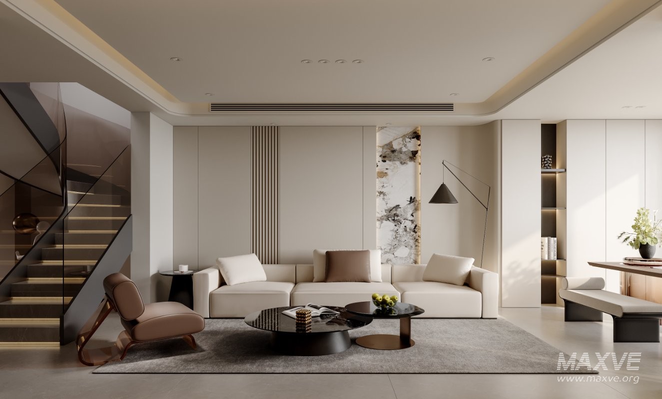 Modern living room and dining room interior scene - Image 1