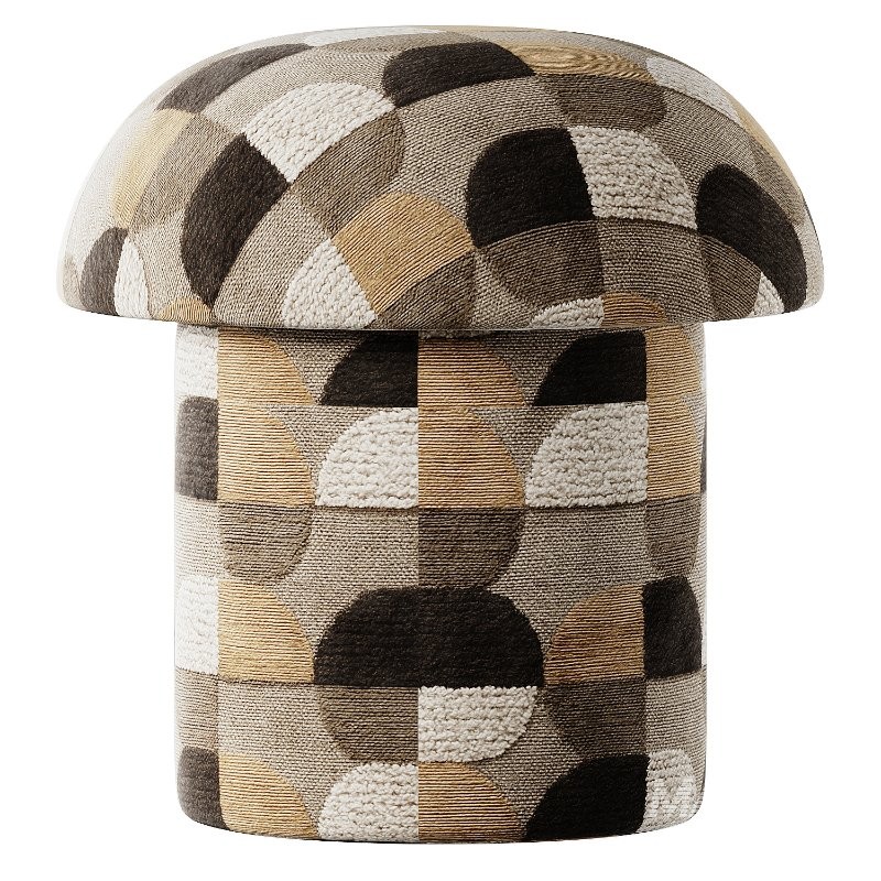 Mushroom Ottoman in Oxido-Honey Specialty Fabric - Image 1