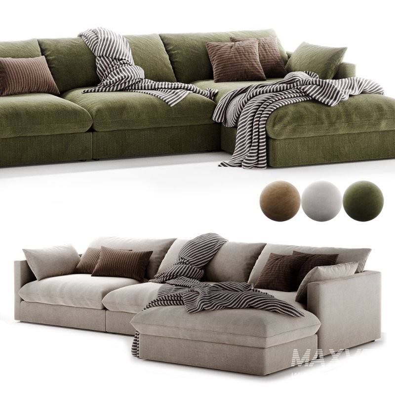 Unwind Modular 3 Piece Slipcovered Chaise Sectional Sofa - Image 2