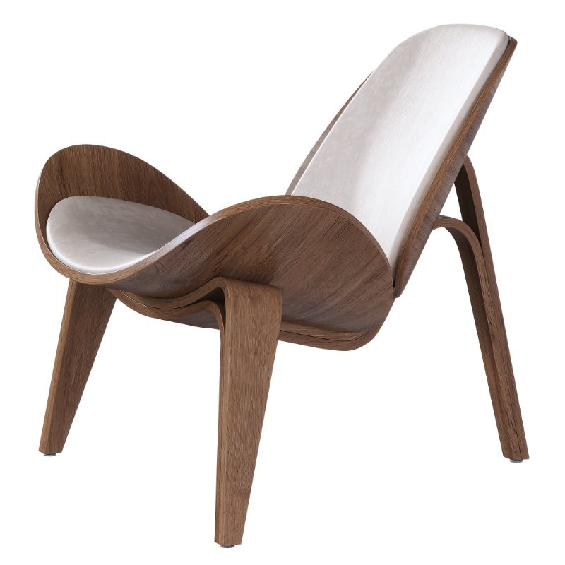 Walnut Leather Tripod Chair - Image 4
