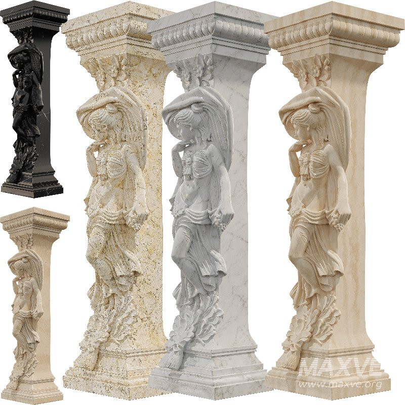Classical Female Column Sculpture Ornamental - Image 3