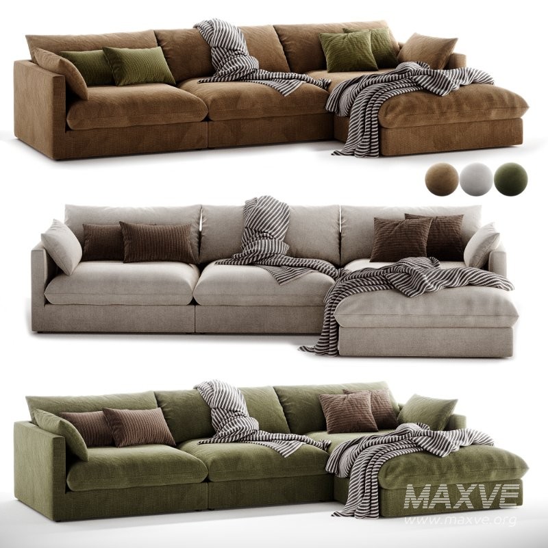 Unwind Modular 3 Piece Slipcovered Chaise Sectional Sofa - Image 3