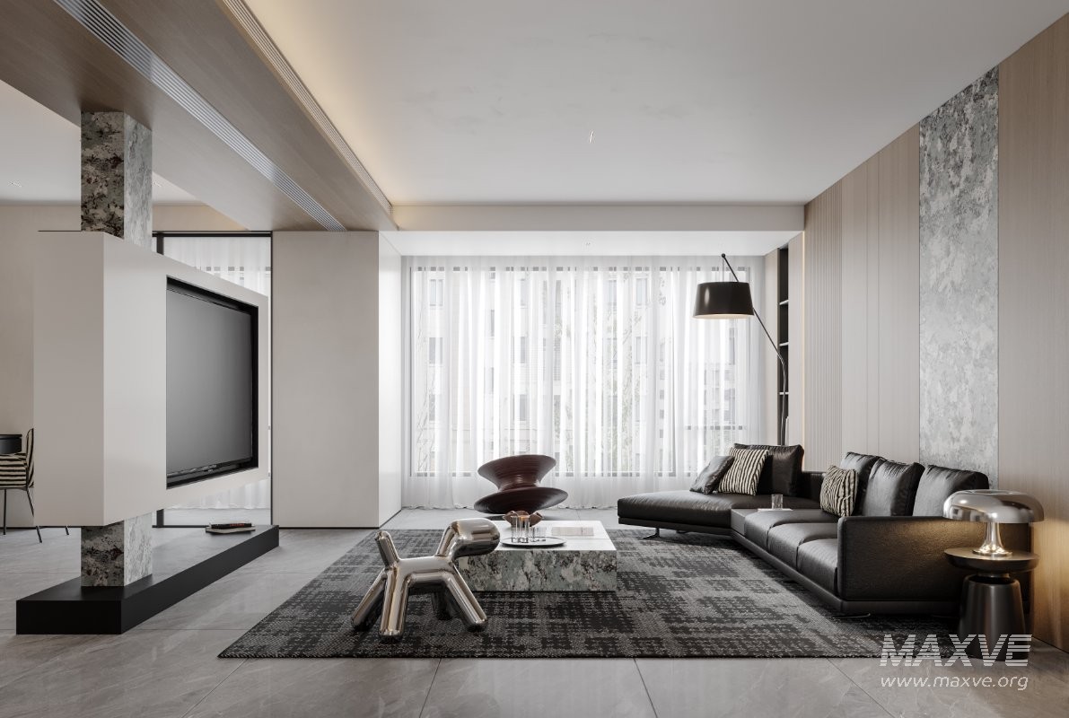 Modern living room and dining room interior scene - Image 7