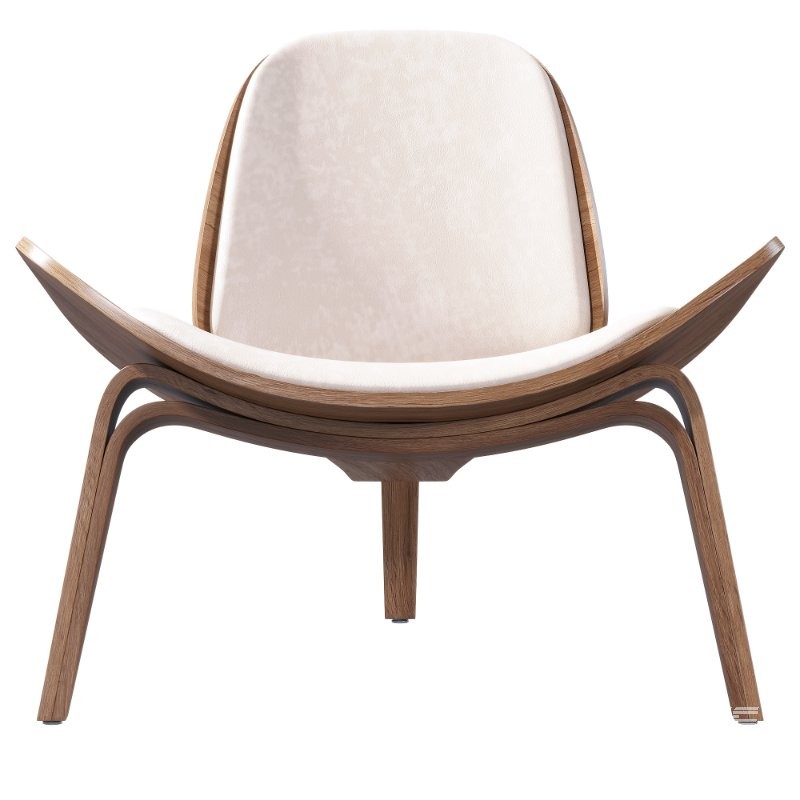 Walnut Leather Tripod Chair - Image 3