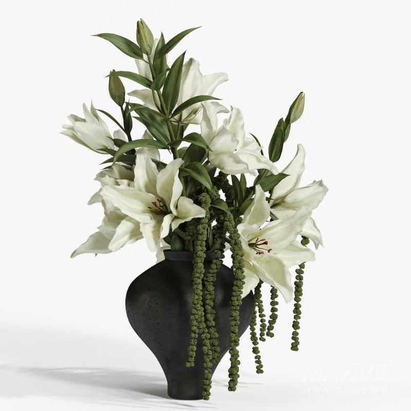 White Lily Cascade in Charcoal Vase 52 - Image 3