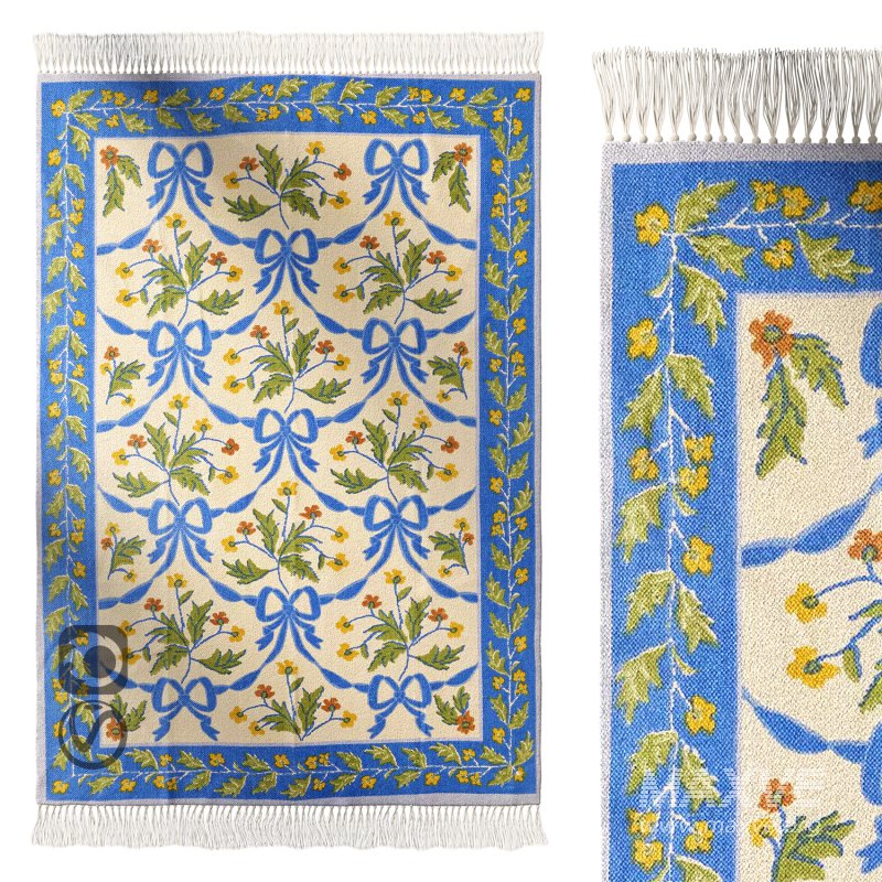 Bow Demask Screen Printed Rug - Image 1