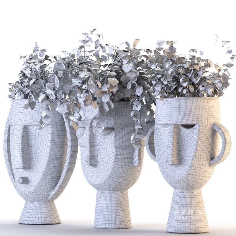 Concrete Pot Plant Set 04 - Image 1