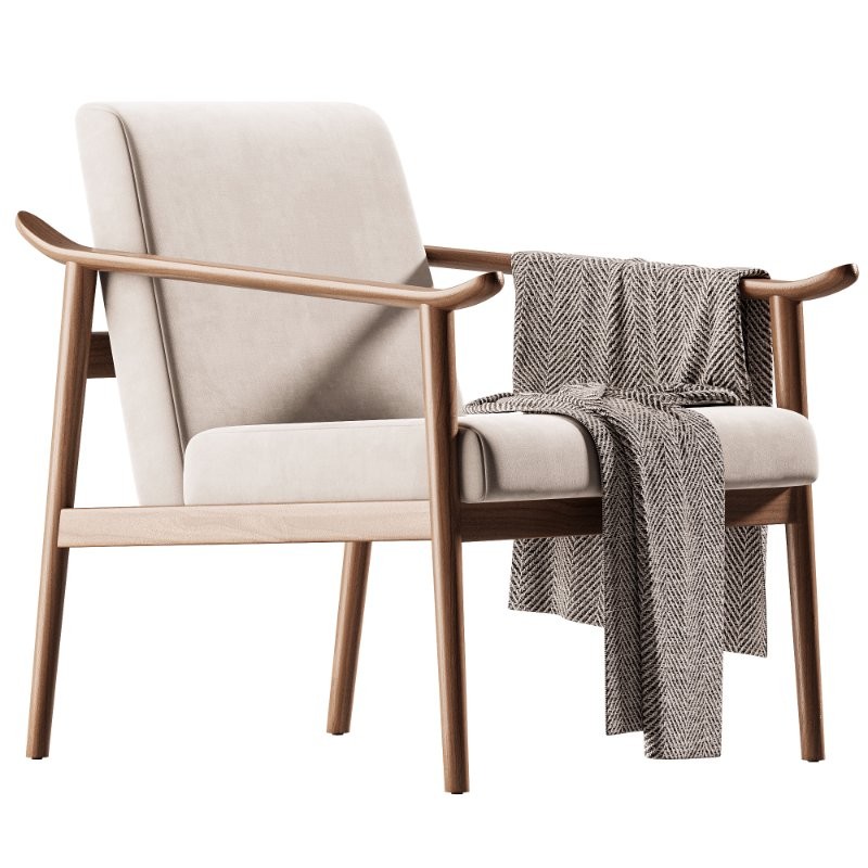 Black Teak and Leather Armchair - Image 1