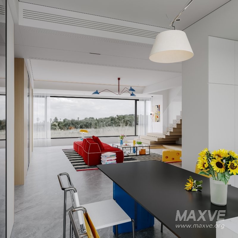 Modern living room and dining room interior scene - Image 6