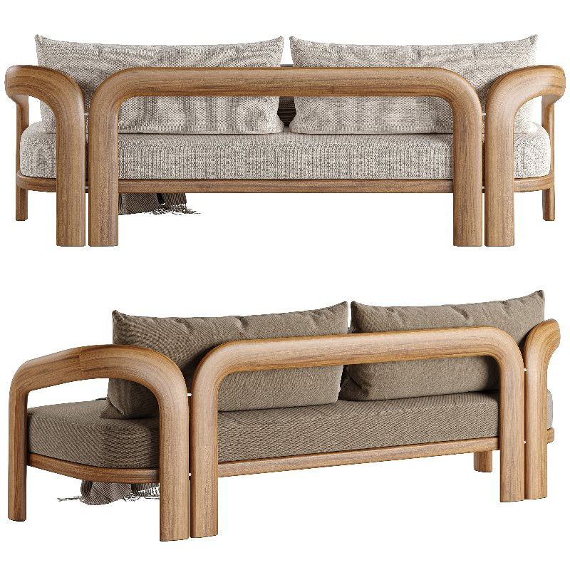 Chloe Teak 3 Seat Sofa - Image 4