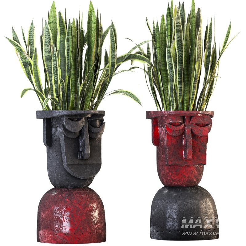 Concrete Pot Plant Set 07 - Image 3