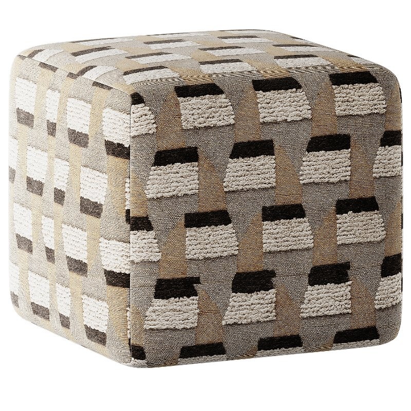 Cube Ottoman in Indigo Fritz Stripe - Image 1