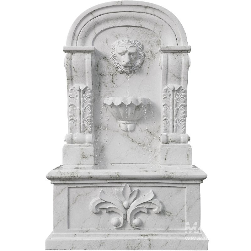 Ornate Marble Wall Fountain Classical Lion Head - Image 1
