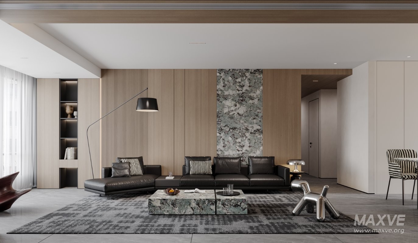 Modern living room and dining room interior scene - Image 1
