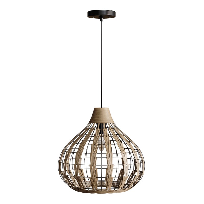 Retro Coffee Bamboo Rattan Pendant Light - Image 3