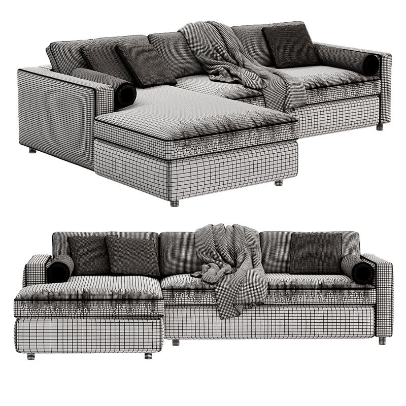 Aris Deep 2-Piece Bench Sectional Sofa with Chaise Lounge - Image 3