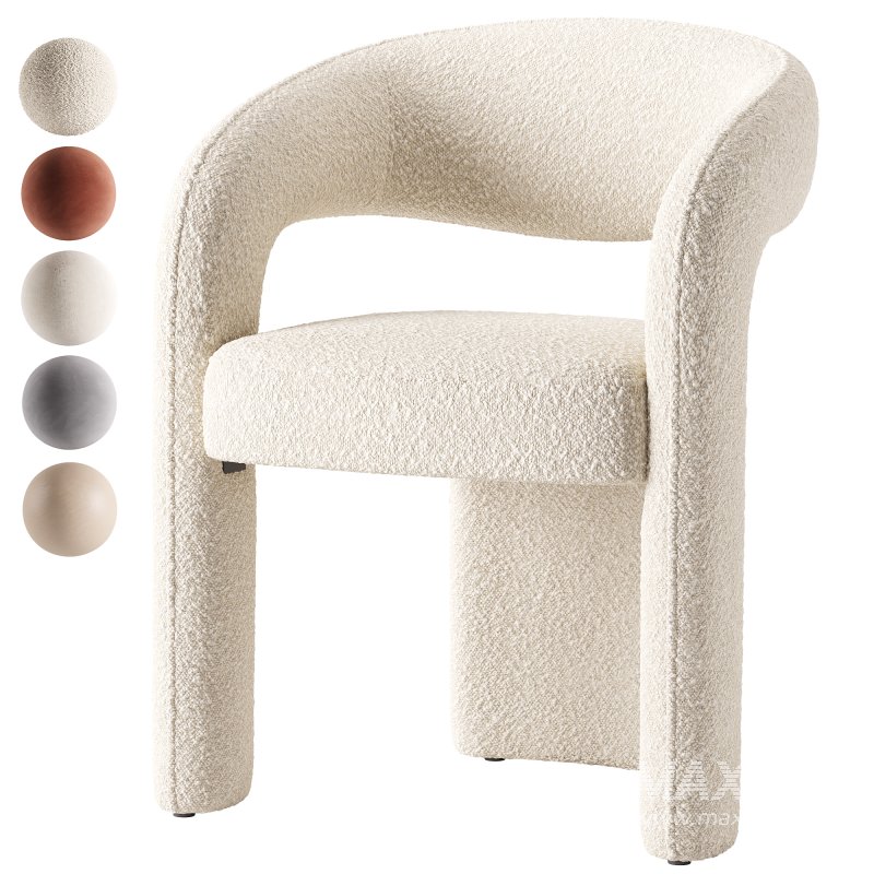 Lyra Stone Cream Woven Fabric Dining Chair - Image 4