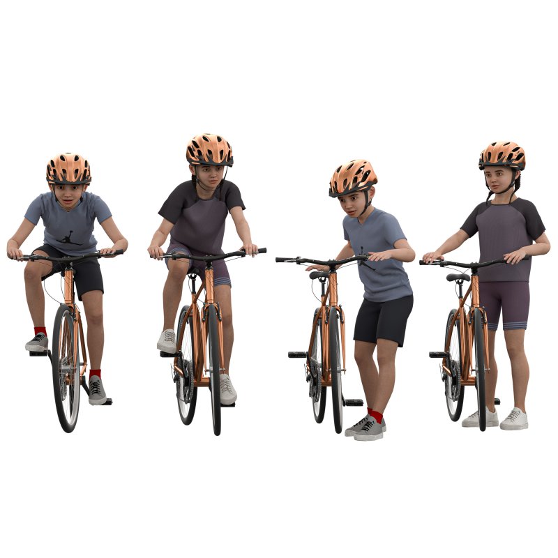 kids Cycling in 4 poses - Image 2