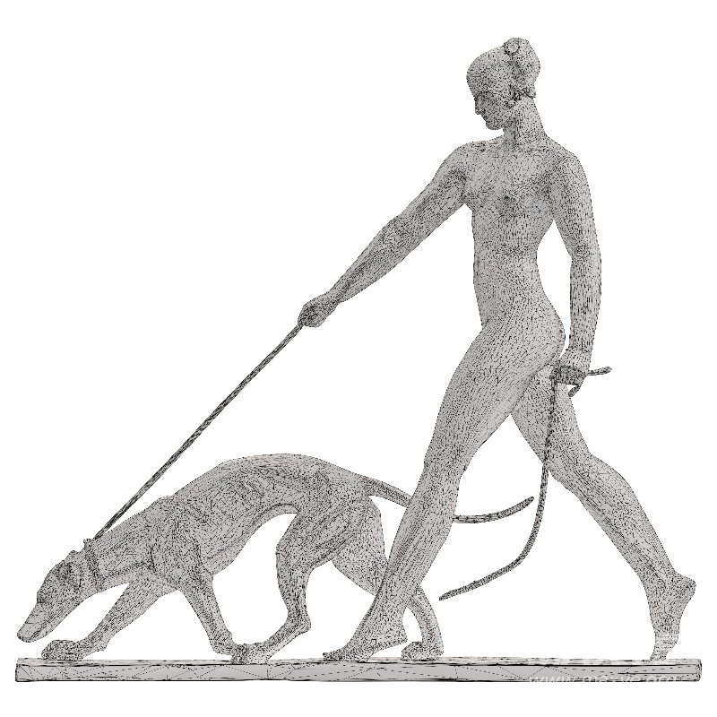 Bronze Human Walking Dog Sculpture - Image 2