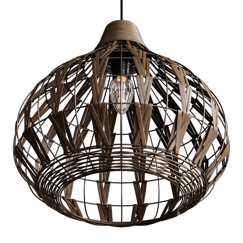 Retro Coffee Bamboo Rattan Pendant Light - Image 6