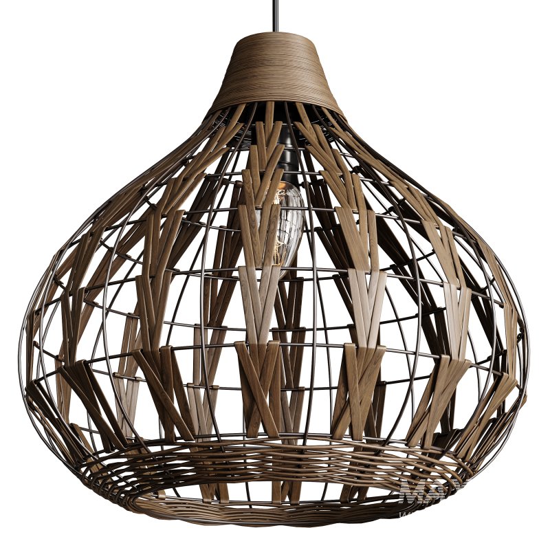 Retro Coffee Bamboo Rattan Pendant Light - Image 4