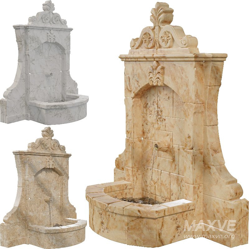 Vintage Stone Wall Fountain Classical Relief - Image 2