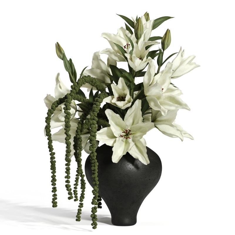 White Lily Cascade in Charcoal Vase 52 - Image 2