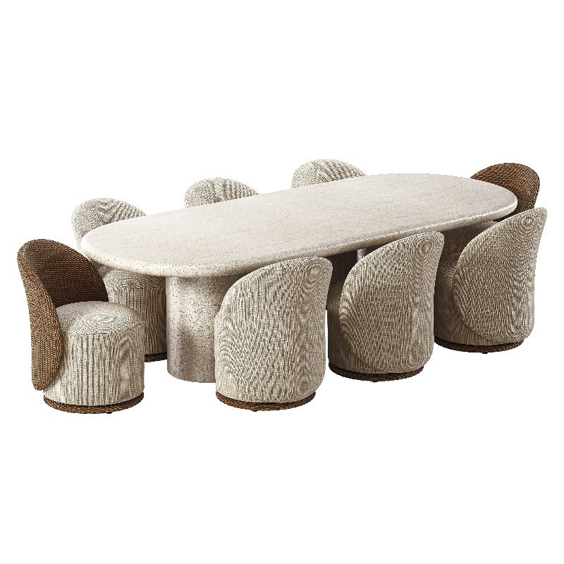 Quaid Outdoor Woven & Upholstered Dining Chair and Poole Outdoor Dining Table - Image 3