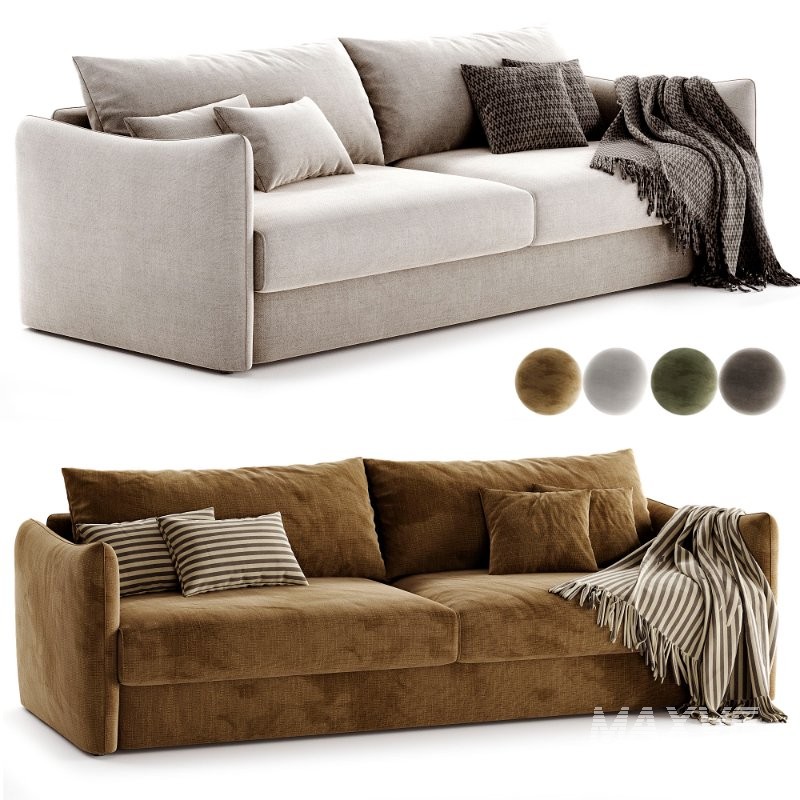 Chelsea Modern Classic Beige Upholstered Cushion Back Sofa - Image 3