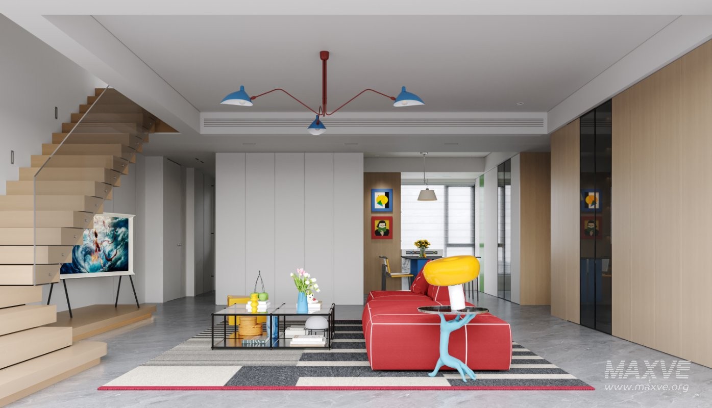 Modern living room and dining room interior scene - Image 3