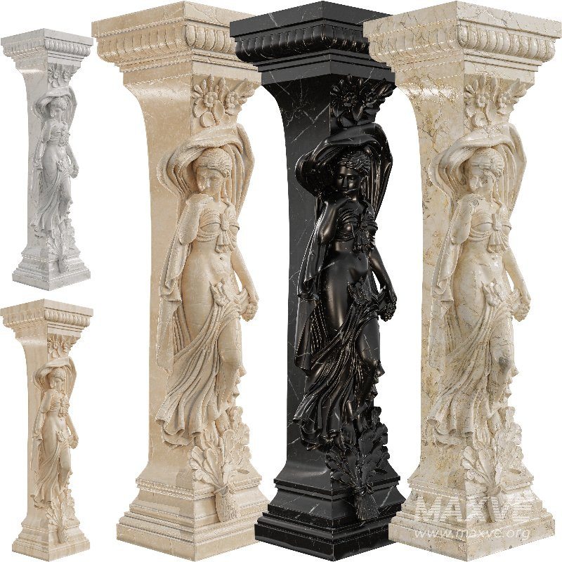Classical Female Column Sculpture Ornamental - Image 2