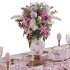 Luxury Pink & Gold Dining Table Decor Wedding Banquet 3D Model - Thumbnail 4