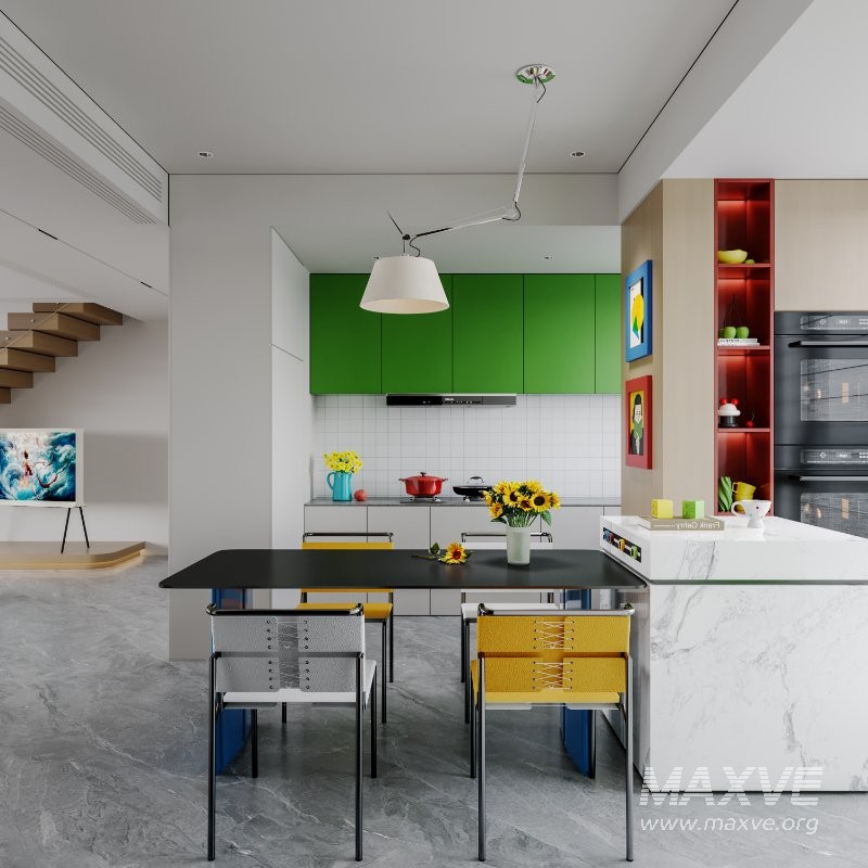 Modern living room and dining room interior scene - Image 7