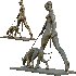 Bronze Human Walking Dog Sculpture - Thumbnail 4