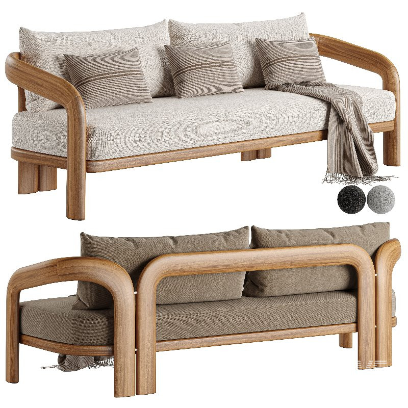 Chloe Teak 3 Seat Sofa - Image 3