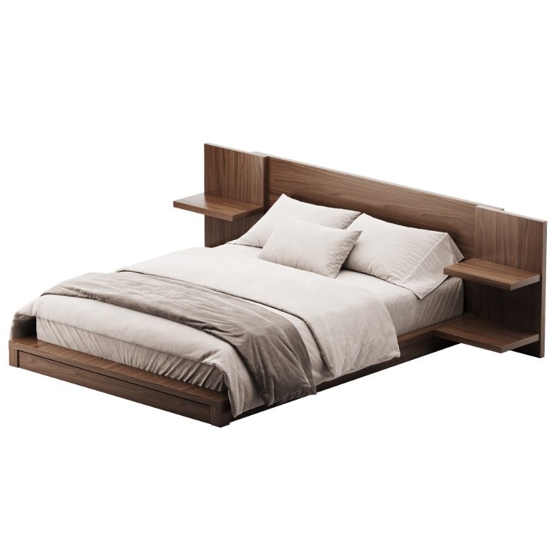 Andes Black Ebonized Oak Wood Queen Bed - Image 5